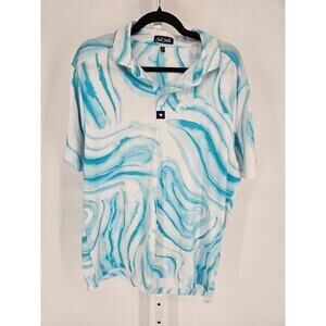 Bad Birdie Men’s Size XL Blue & White Marbled Performance Golf Polo Shirt